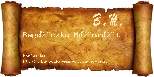 Bagóczky Ménrót névjegykártya